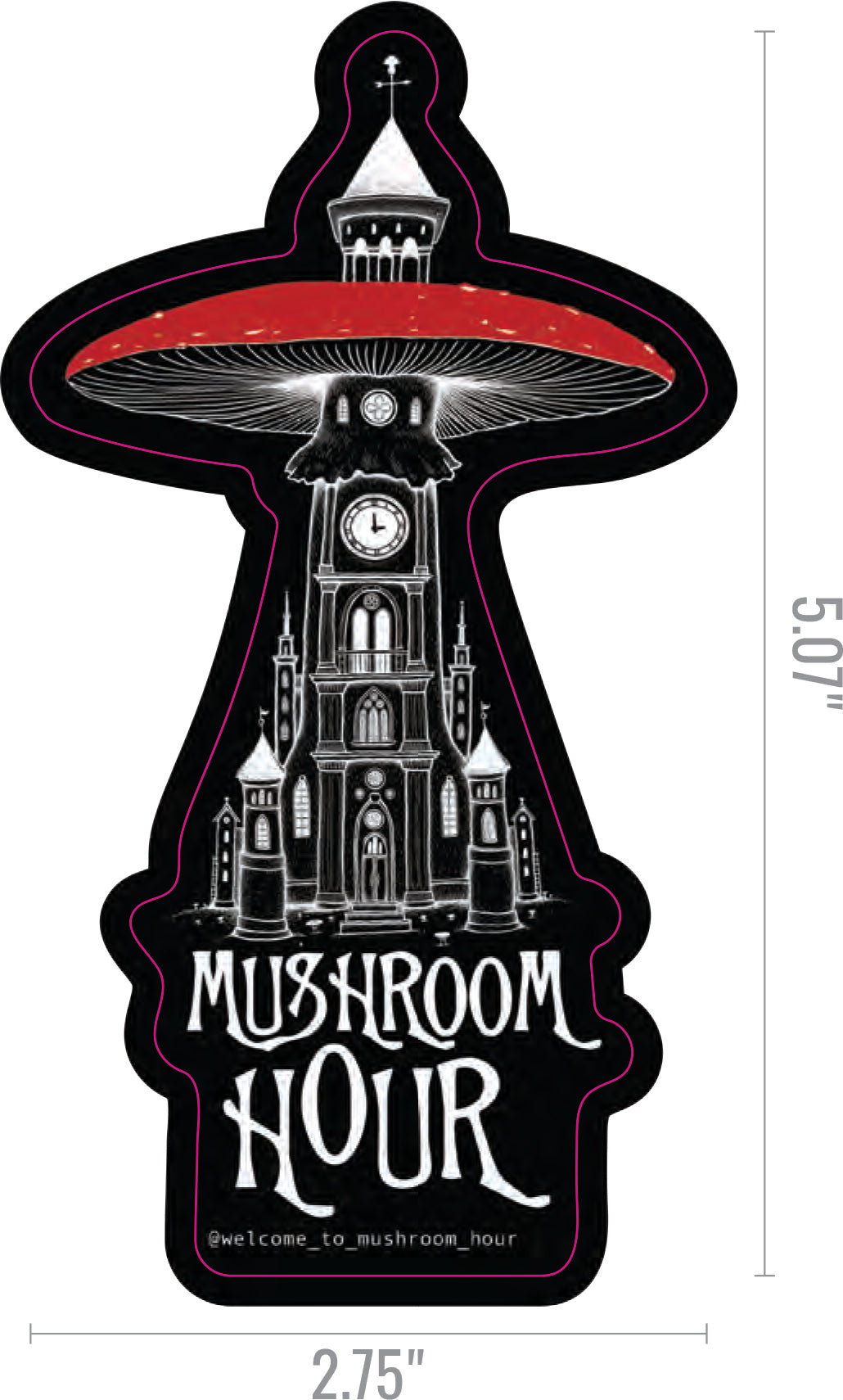 Mushroom Clocktower Stickers - Black