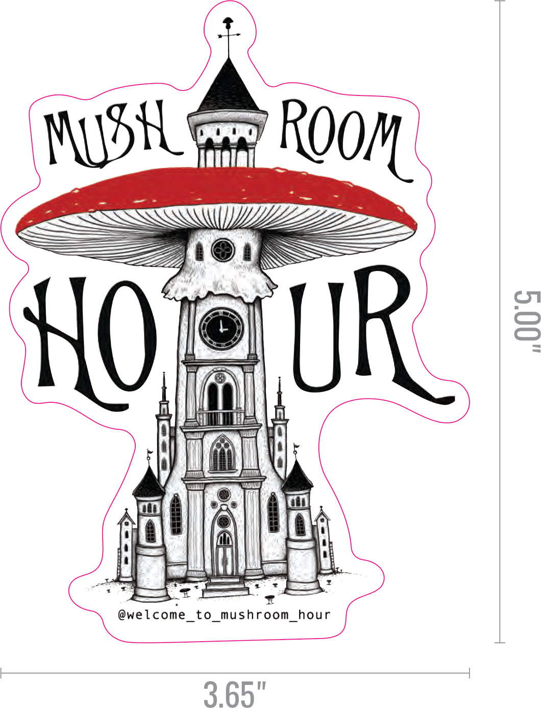 Mushroom Clocktower Stickers - White